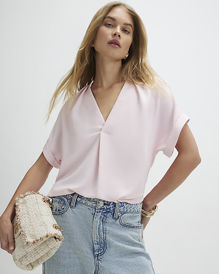 Pink Notch Neck T-shirt