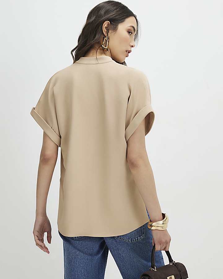 Brown Notch Neck T-Shirt