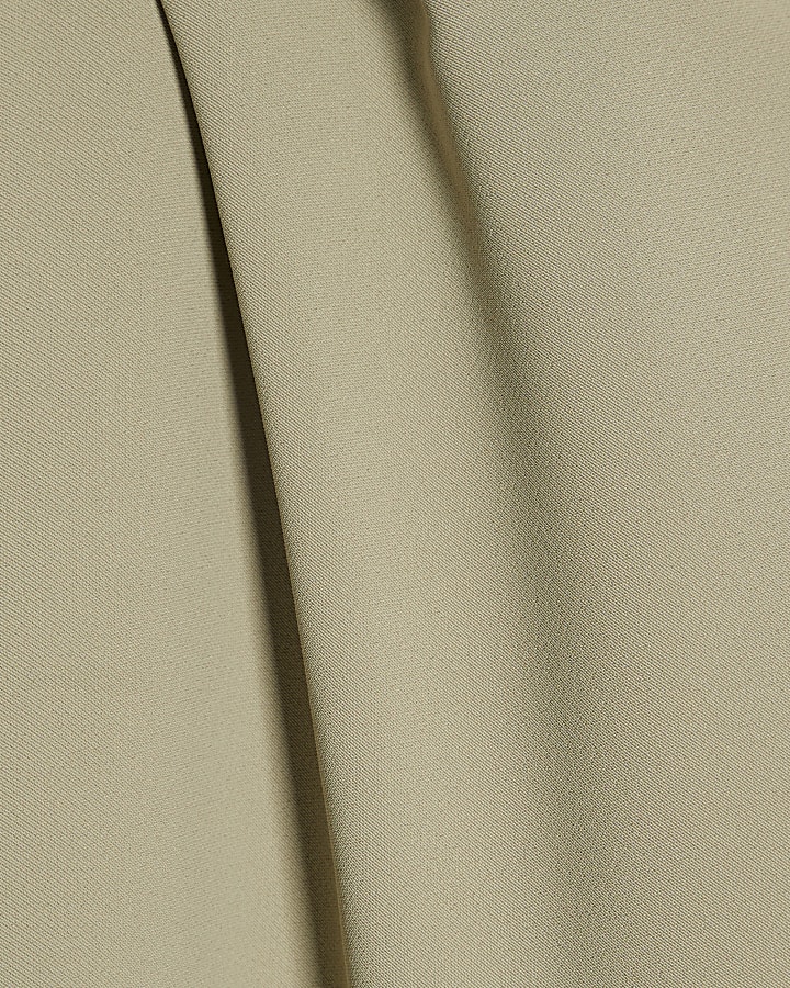 Khaki Notch Neck Short Sleeve Top