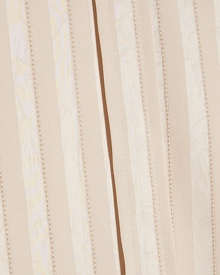 Cream Satin Stripe Tunic Top