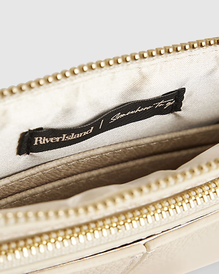 Cream Monogram Print Travel Wallet