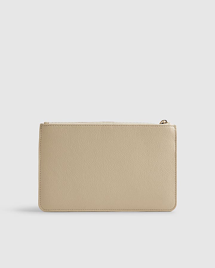 Cream Monogram Print Travel Wallet