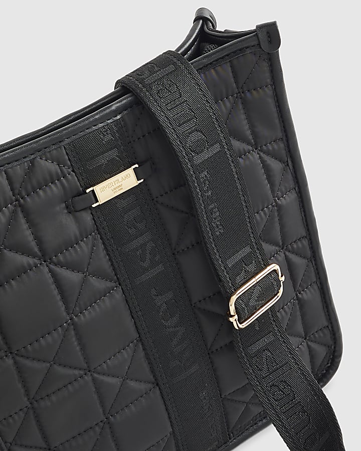 Black Quilted Messenger Bag