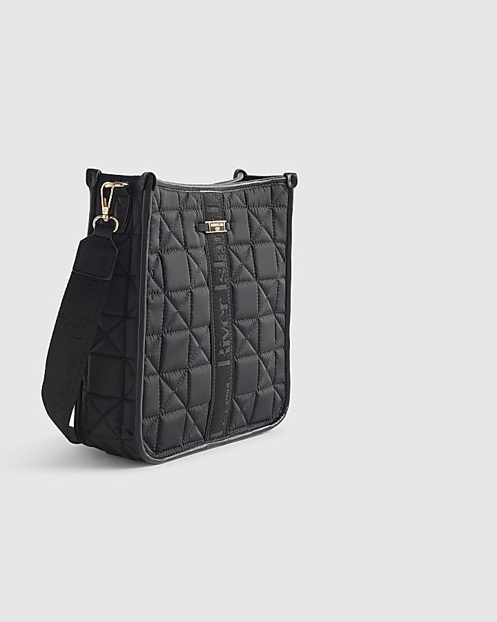 Black Quilted Messenger Bag