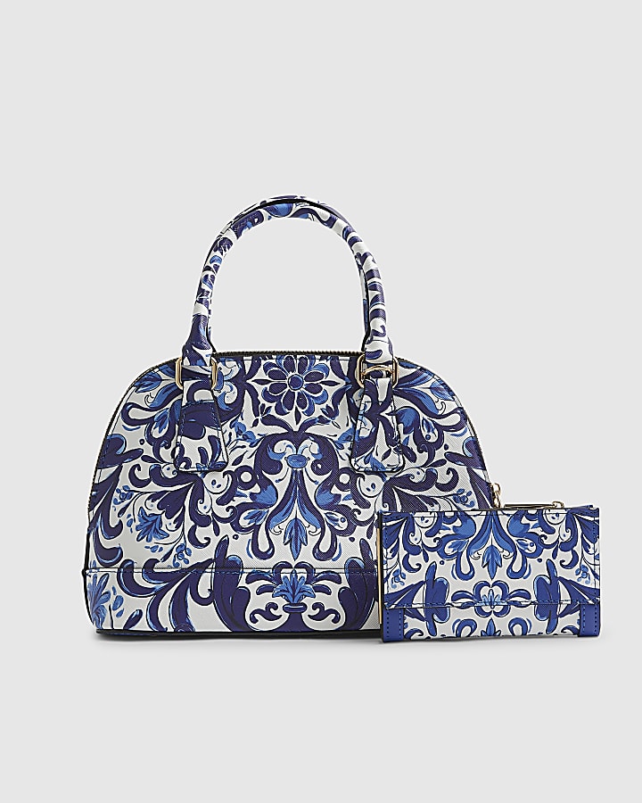 Blue Paisley Print Kettle Tote Bag Bundle