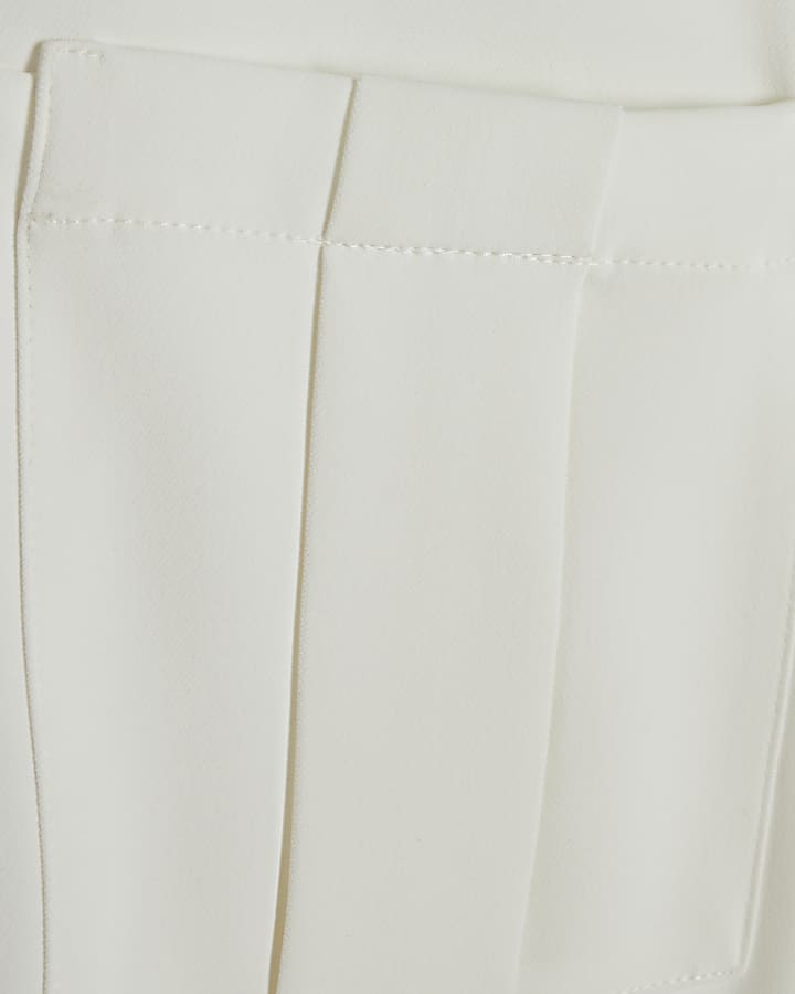 Cream Crepe Drawstring Waist Shirt