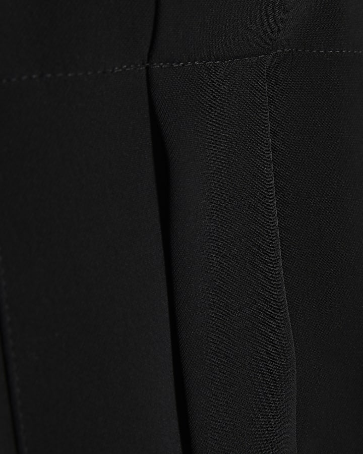 Black Crepe Drawstring Waist Shirt