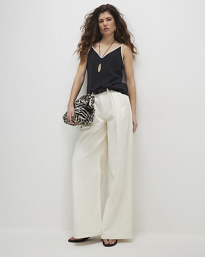 Black Contrast Trim Cami Top