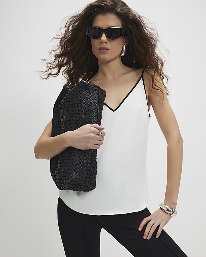 Cream Contrast Trim Cami Top