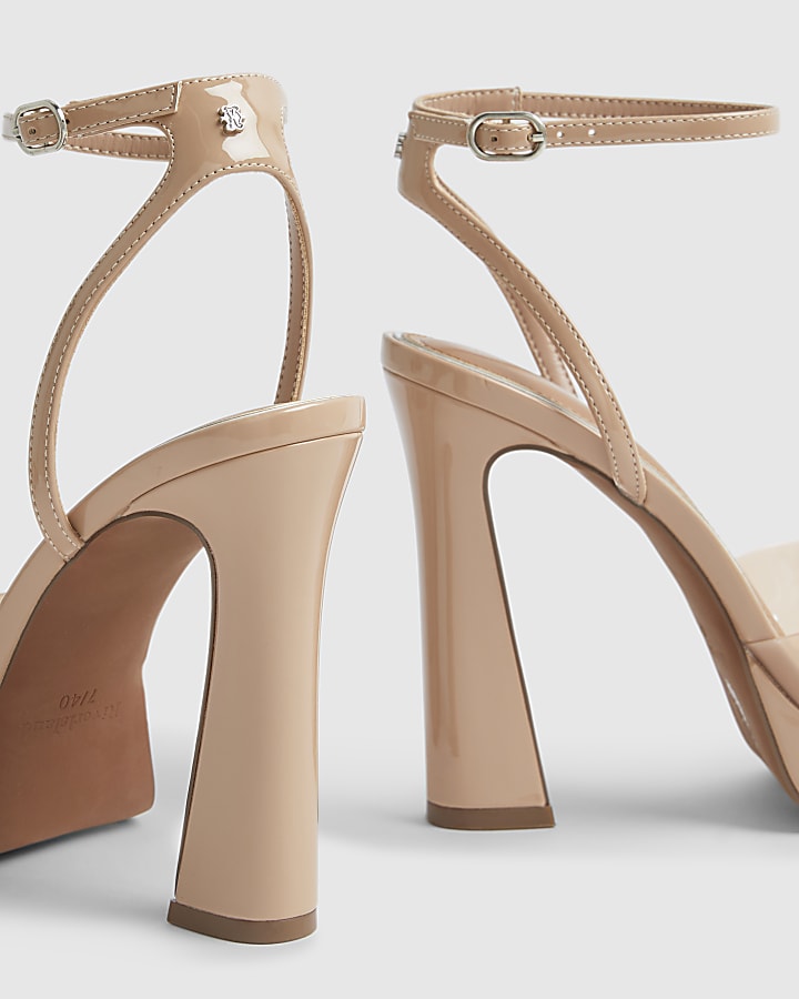 Beige Perspex Platform Heeled Sandals