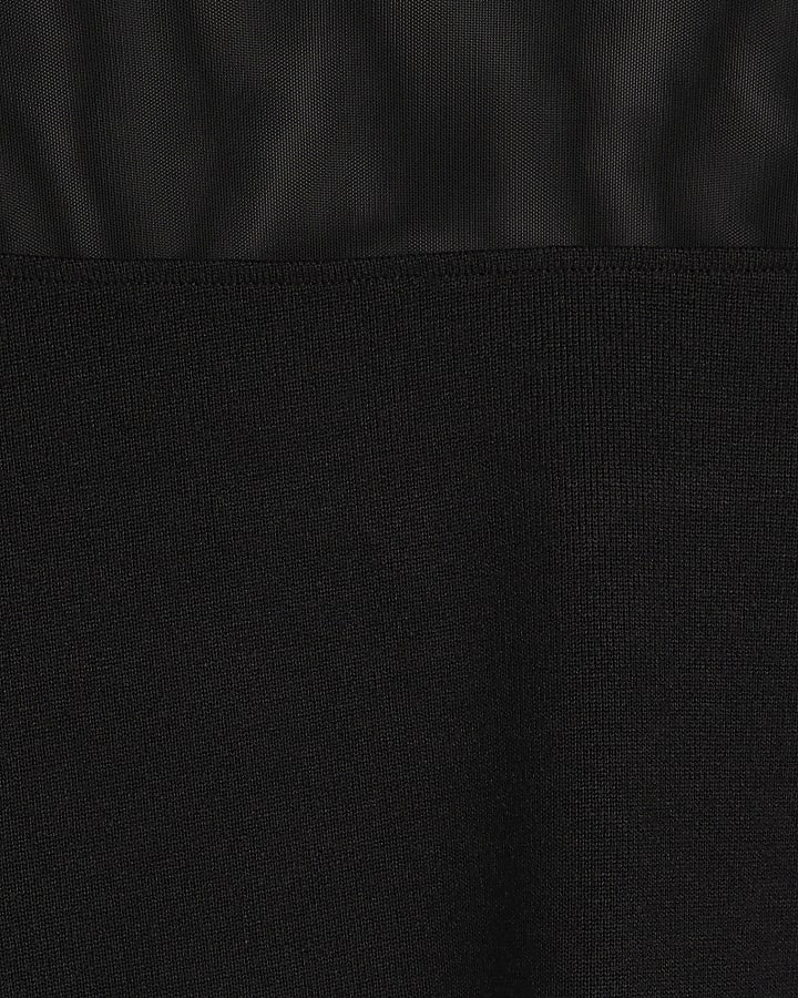 Black Short Sleeve Cosy Mesh Cape Top