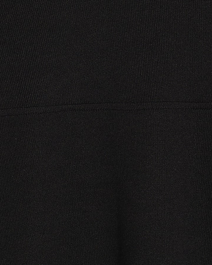 Black Short Sleeve Cosy Cape Top