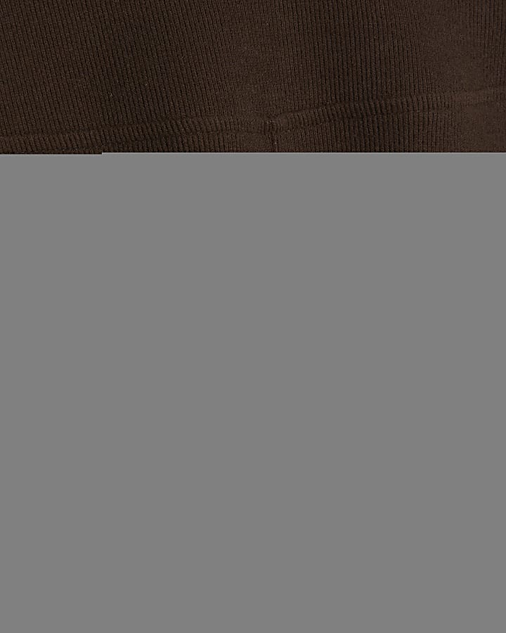 Brown Ribbed Cosy Midi Skirt