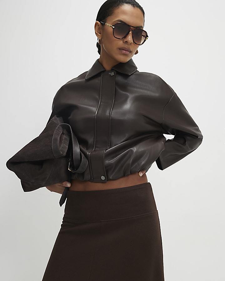 Brown Ribbed Cosy Midi Skirt