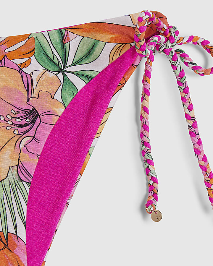 Pink Reversible Tie Side Bikini Bottoms