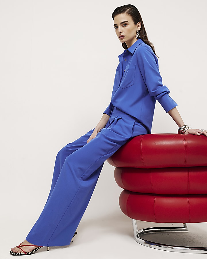 Blue Wide Leg Trousers