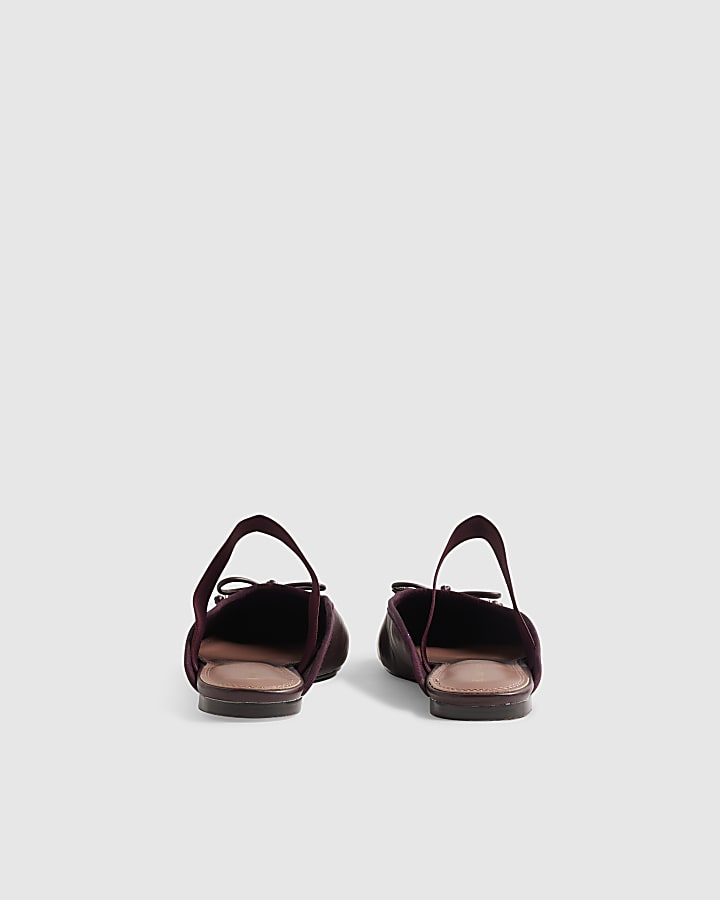 Red Elastic Strap Backless Ballet Pumps