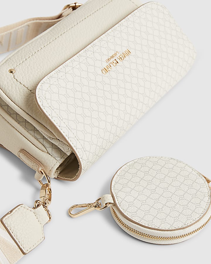 Cream Utility Flap Cross Body Bag