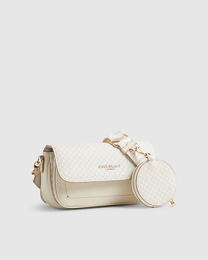 Cream Utility Flap Cross Body Bag