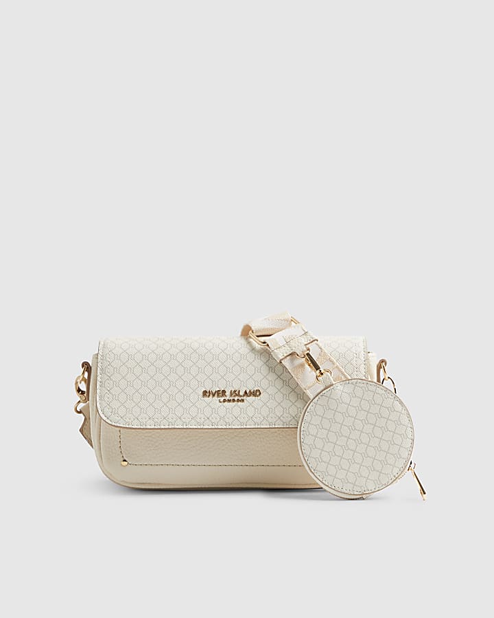 Cream Utility Flap Cross Body Bag
