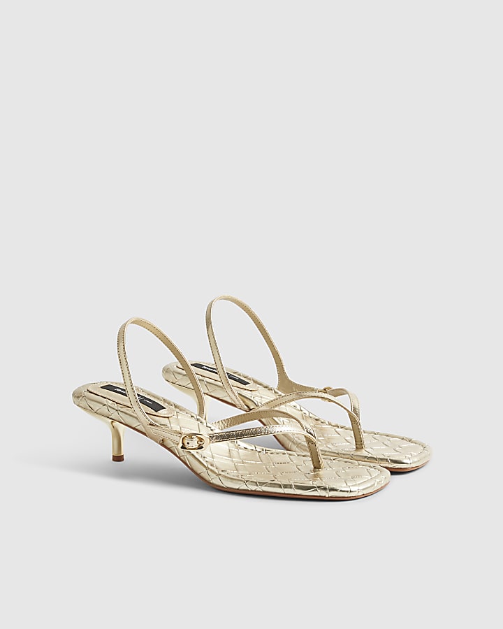 Gold Toe Thong Low Heeled Sandals