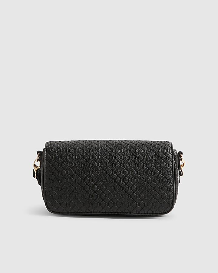 Black Monogram Print Cross Body Bag