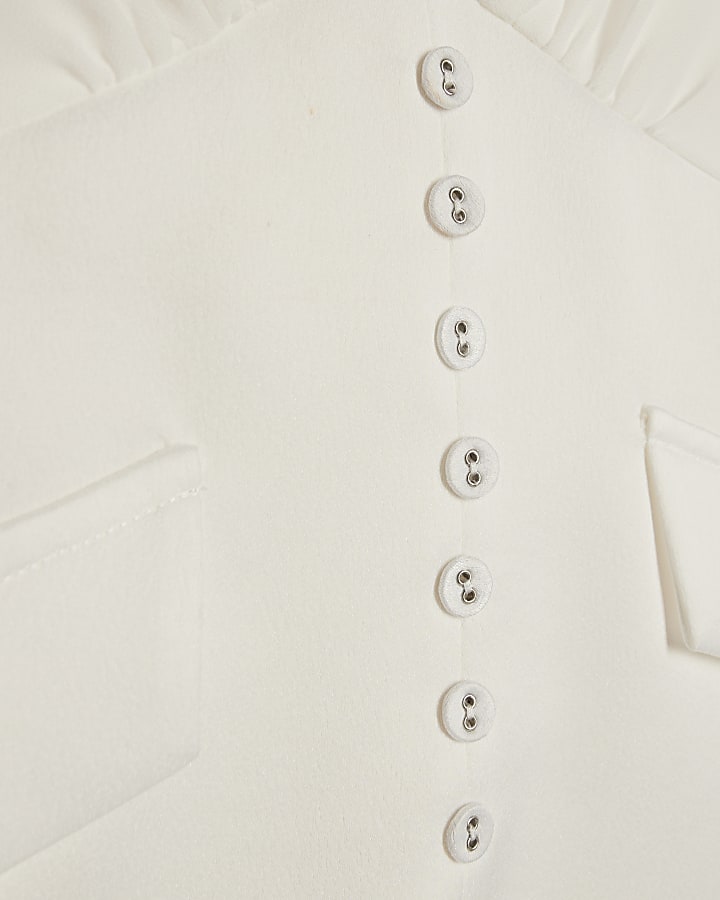 White Corset Detail Blouse