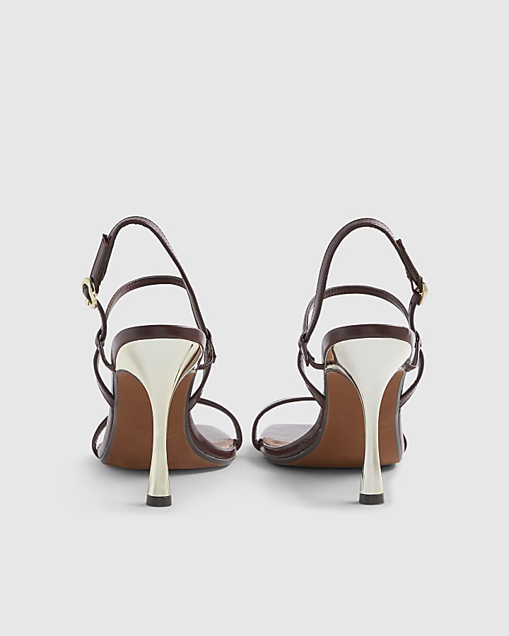 Red Open Back Heeled Sandals