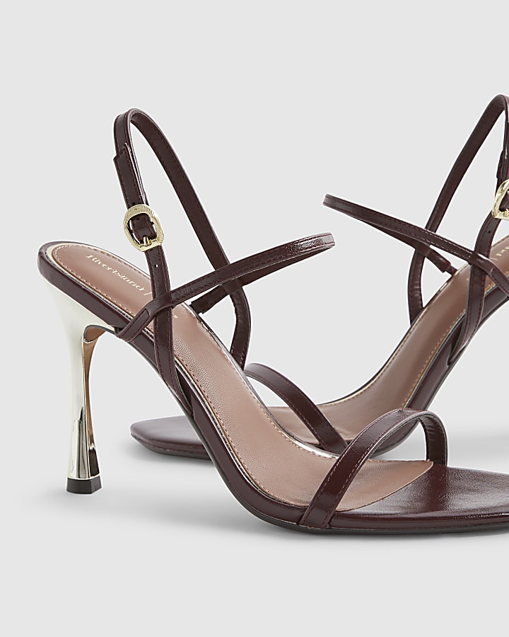 Red Open Back Heeled Sandals