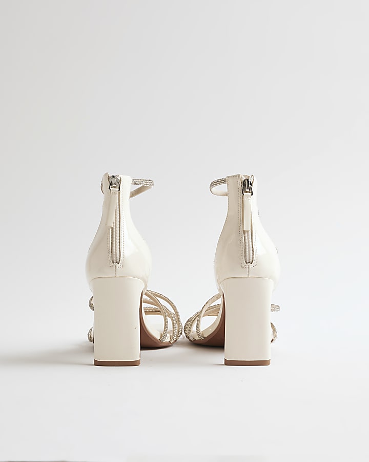 White Diamante Strappy Heeled Sandals