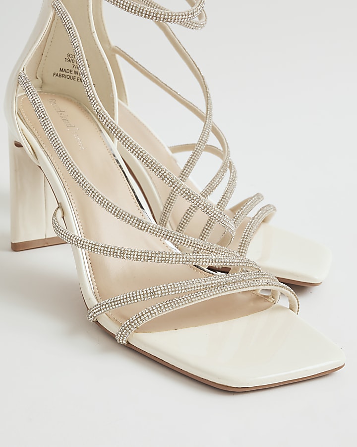 White Diamante Strappy Heeled Sandals