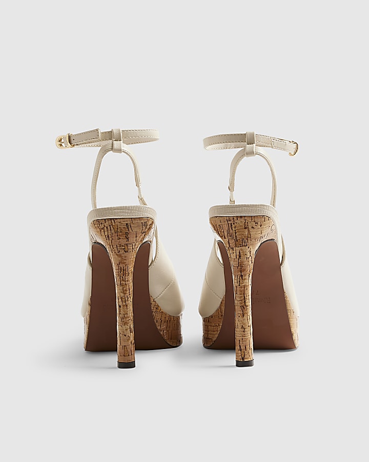 White Peep Toe Slingback Heeled Sandals