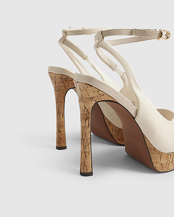 White Peep Toe Slingback Heeled Sandals