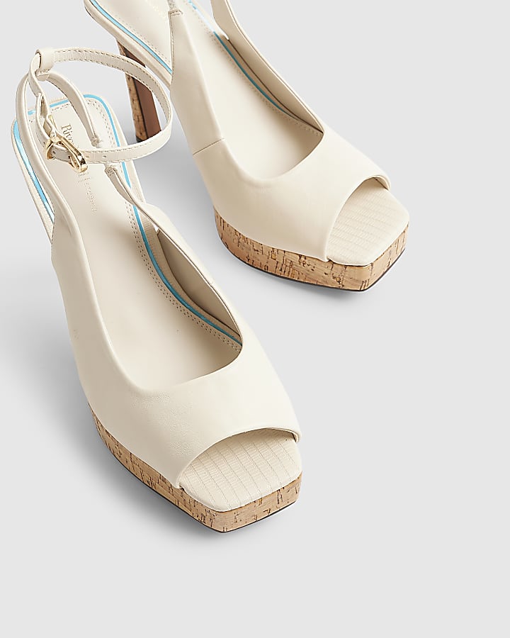 White Peep Toe Slingback Heeled Sandals