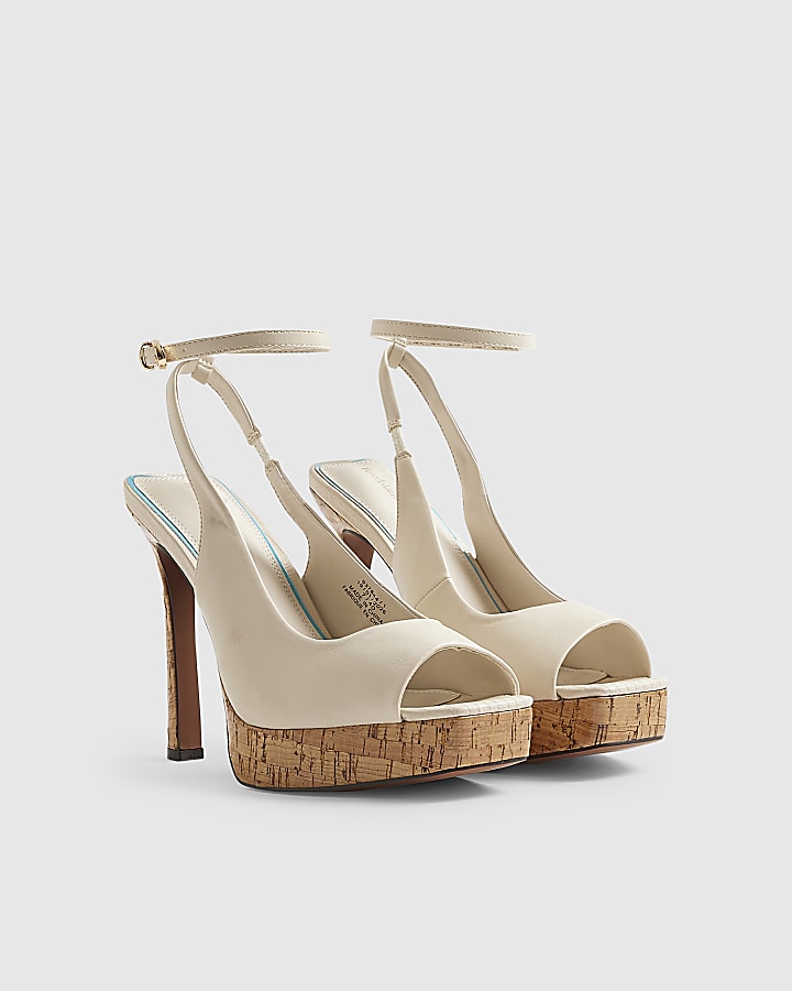 White Peep Toe Slingback Heeled Sandals