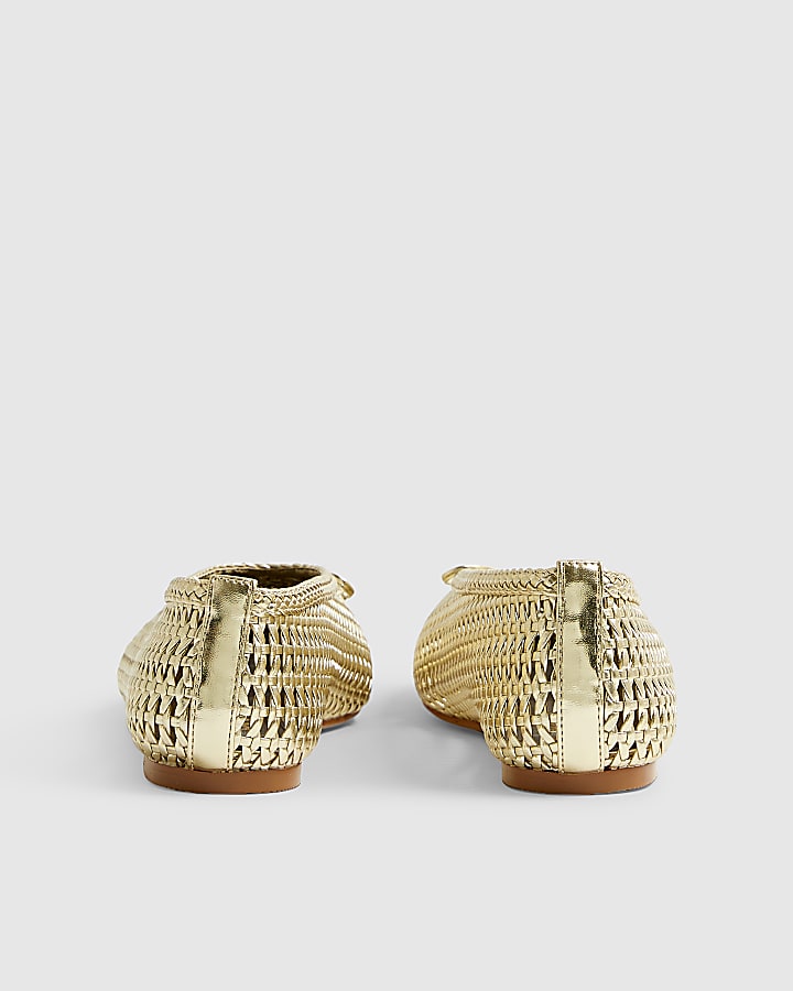Gold Woven Ballet Flats