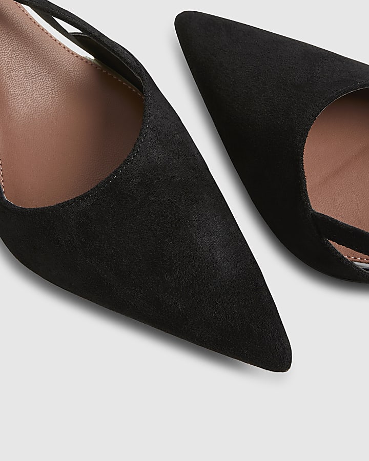 Black Slingback Low Court Heels