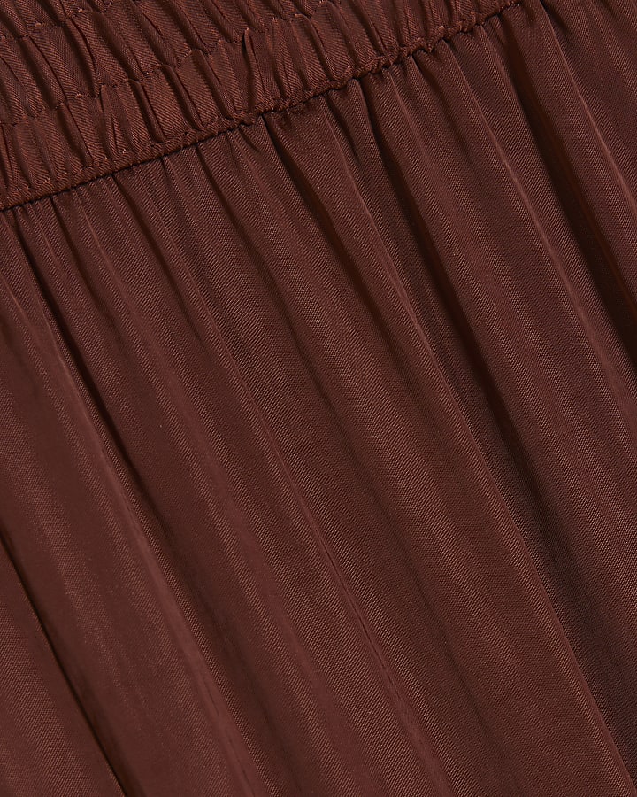 Brown Elasticated Wide Leg Trousers