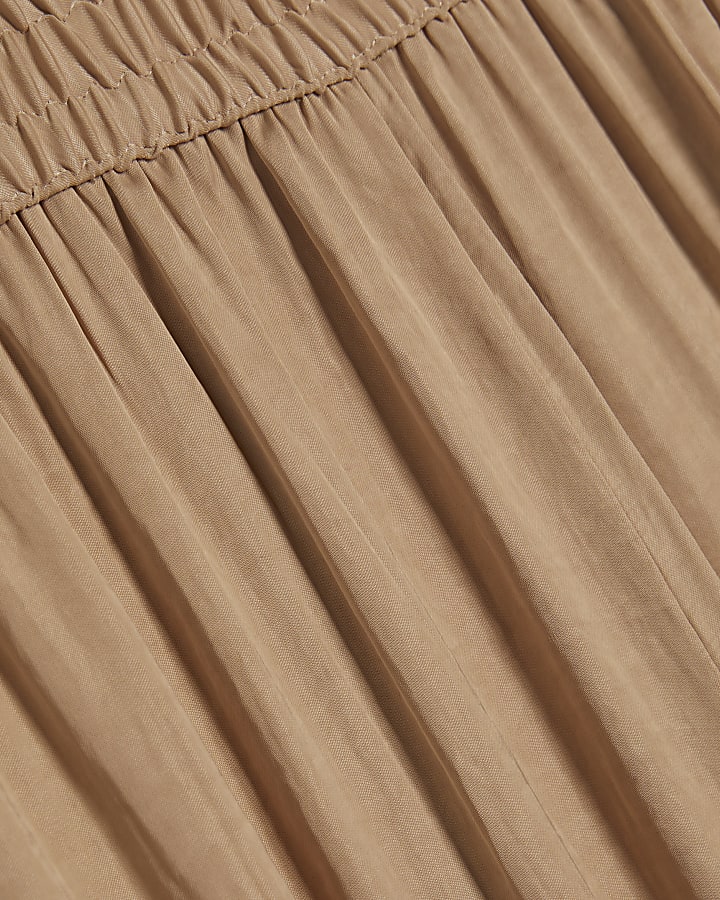 Beige Elasticated Wide Leg Trousers