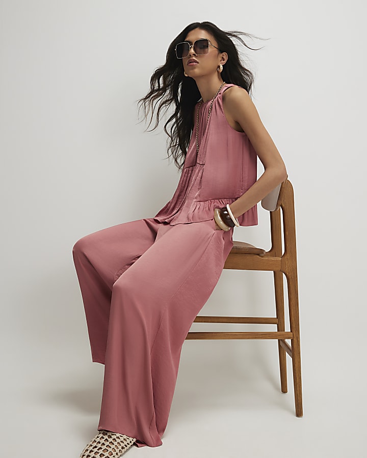 Pink Wide Leg Trousers