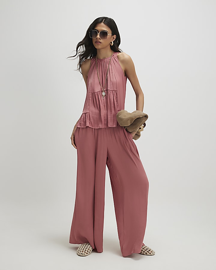 Pink Wide Leg Trousers