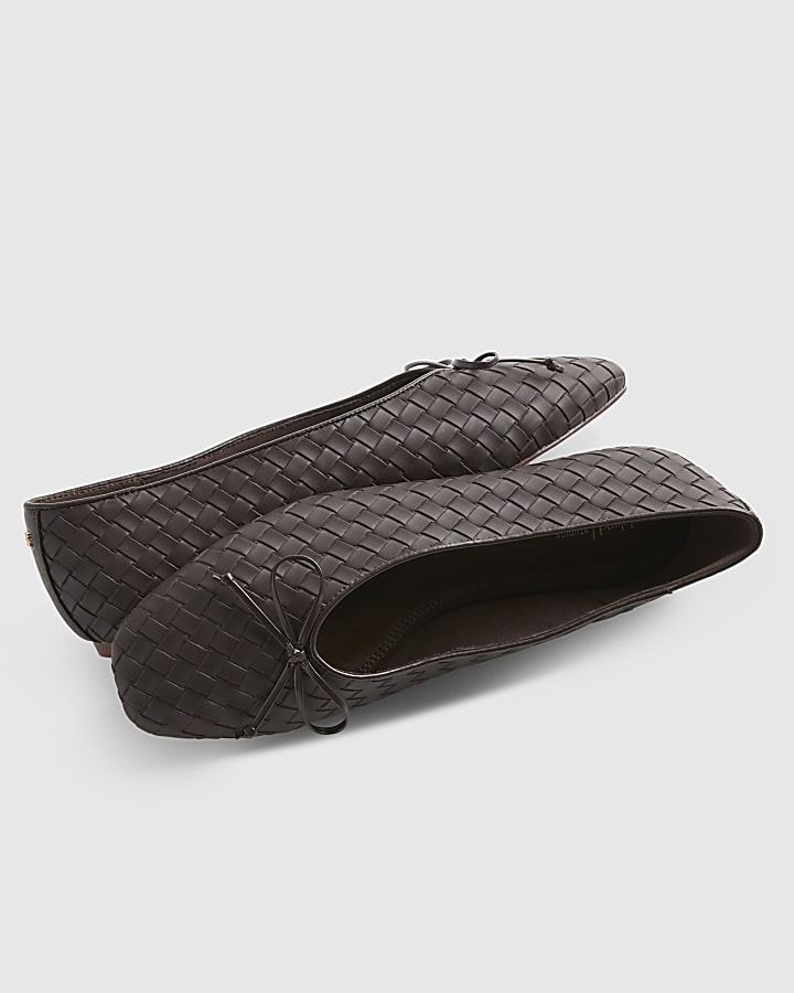 Brown Woven Ballet Flats