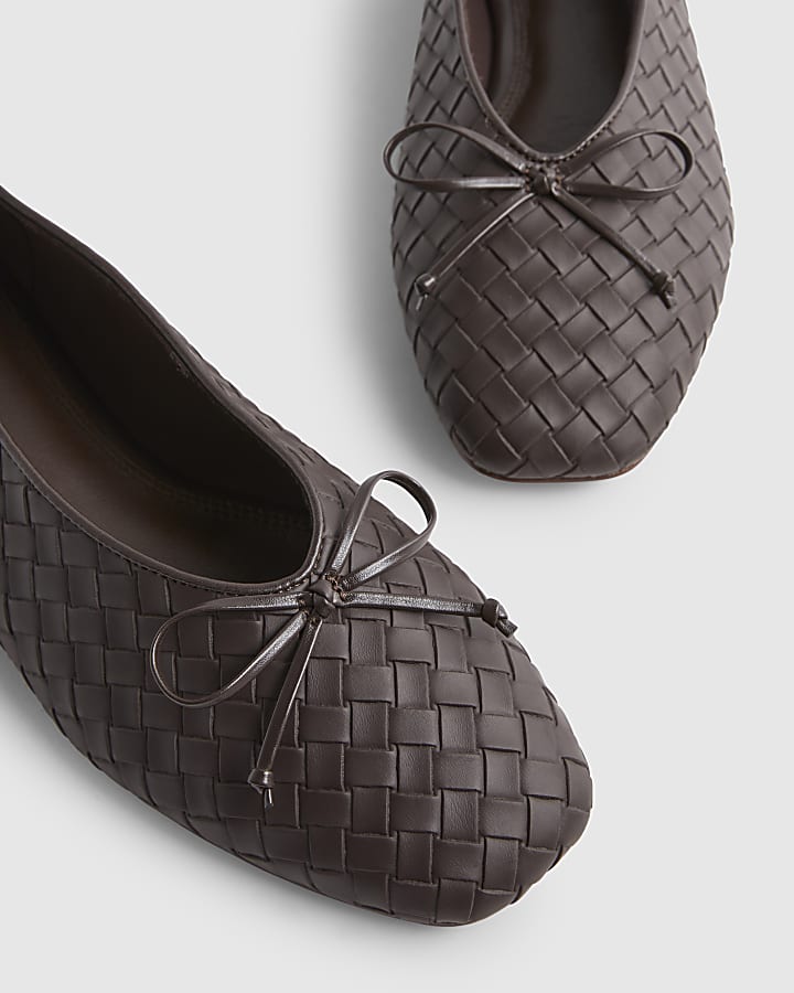 Brown Woven Ballet Flats