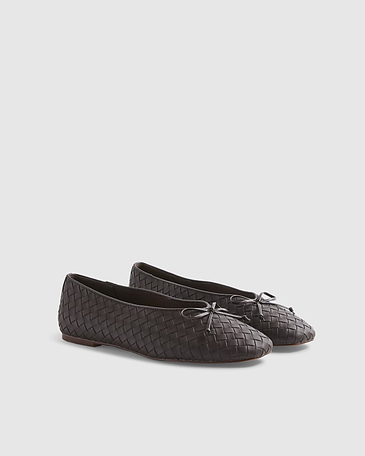 Brown Woven Ballet Flats