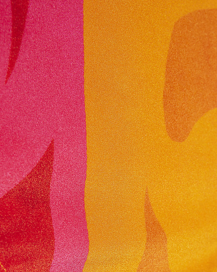 Pink Leaf Print Shaping Bikini Bottoms