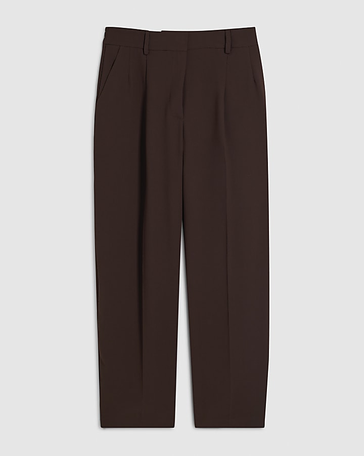 Brown Drapey Barrel Leg Trousers