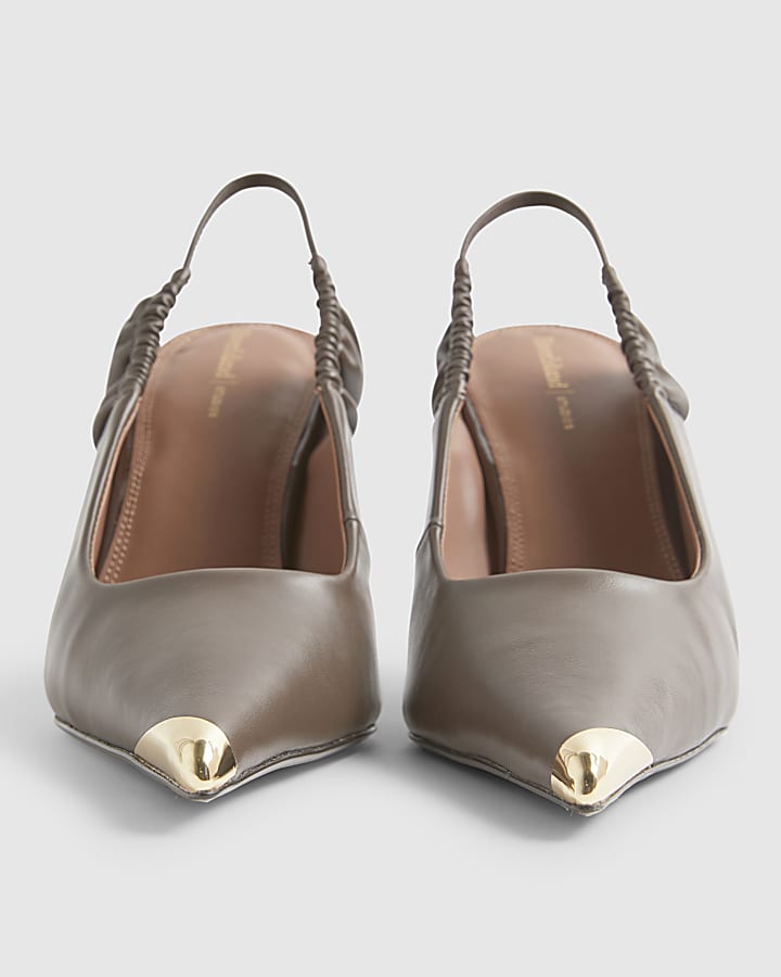 Brown Metal Toe Cap Court Shoes