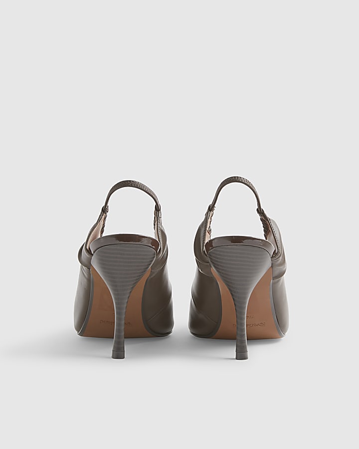 Brown Metal Toe Cap Court Shoes