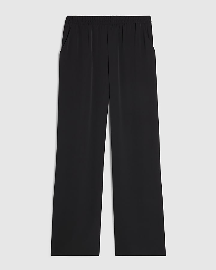Black Crepe Wide Leg Trousers