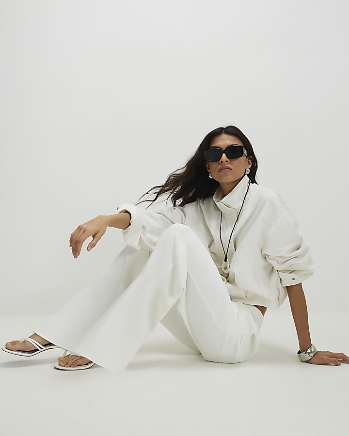 Cream Wide Leg Trousers